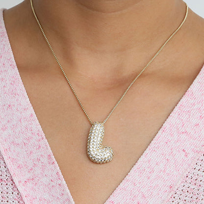 Bubble Initial Diamond Necklace